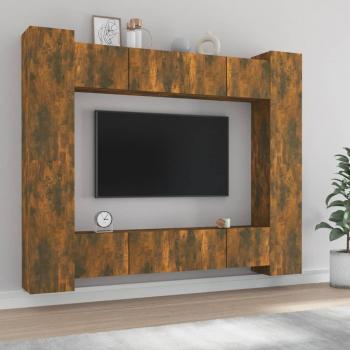 Set de muebles para TV 8 piezas madera contrachapada roble ahumado 80 x 30 x 30 cm