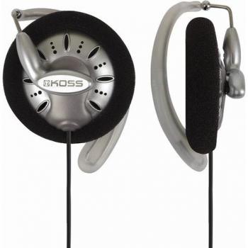 Koss KSC 75 Wired On-Ear Clip-On Headphones with Ear Hooks - Black/Silver