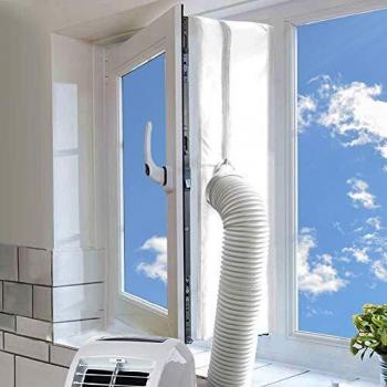 MOEGFY 400CM Cubierta Aislante Universal de Ventanas para Aire Acondicionado Portátiles y Secadoras, Bloquea el Aire Caliente, Mantiene Fresco, Impermeable Repelente de Mosquitos, Fácil Instalación