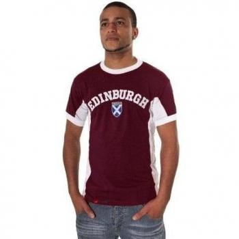 Mens Edinburgh No 9 T-Shirt Burgundy option Small