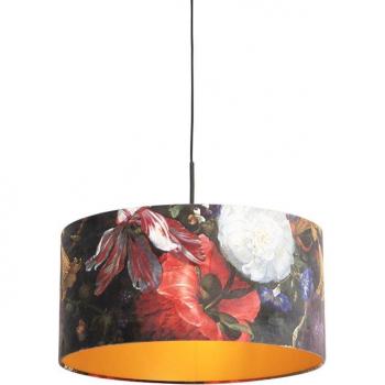 Lámpara colgante de terciopelo con diseño de flores en oro 50cm - COMBI