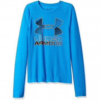 Under Armour Camiseta de Manga Larga para Chicos Logo híbrido Grande, Niños, Color Mako Blue, tamaño XL