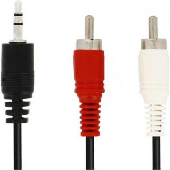 Cable Jack 3,5 mm a RCA Macho Estéreo Adaptador Amplificador Smartphone Negro 0.15 m