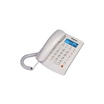 Teléfono Fijo Daewoo DTC-310 con Manos Libres, Transferencia de Llamadas y Pantalla Retroiluminada en Color Blanco