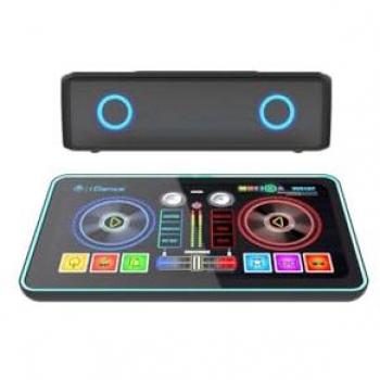 Mesa de Mezclas DJ con Altavoces Potentes Incorporados y Conectividad Bluetooth - Diseño de Tablet, Mezclador de Sonidos, Piano Integrado y Panel de Control Digital
