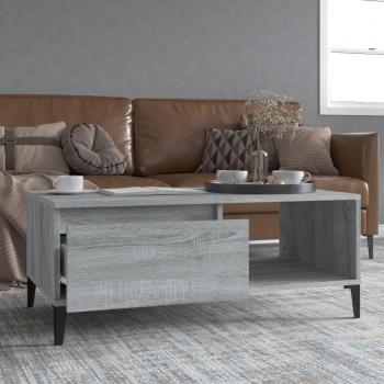 Mesa de centro Sonoma gris 90x50x36,5 cm madera contrachapada multicapa