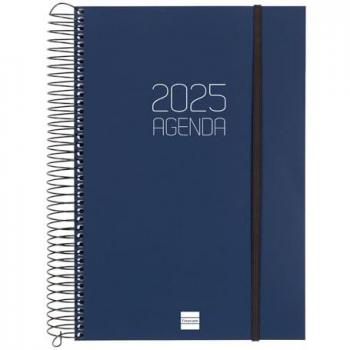 Finocam - Agenda Espiral Opaque 2025 Azul Catalán, 1 Día Página, Enero 2025 - Diciembre 2025 (12 meses), tamaño E11 - 165x242 mm