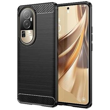 Funda para móvil Oppo Reno 10 Pro - Carcasa Protectora Antigolpes de Silicona Negra con Diseño de Fibra de Carbono, Resistente a la Absorción de Choque y Compatible con Carga Inalám