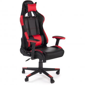 Adec - Silla oficina giratoria, sillon para despacho, estudio o escritorio, acabado en color Rojo y Negro, modelo Gamming Racing