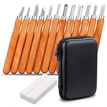13 PCS Juego de Cinceles, NASUM Cuchillos de Trinchar para Tallar Madera, Herramienta a Mano para Artesanías con Handle de Madera