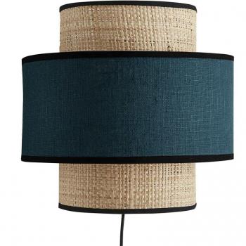 Aplique de doble material rafia y lino azul petróleo de 24 cm LITCHI