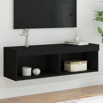 Mueble para TV con Luces LED Negro 100x30x30 cm