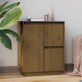 Aparador de madera maciza de pino marrón ámbar 60x34x75 cm