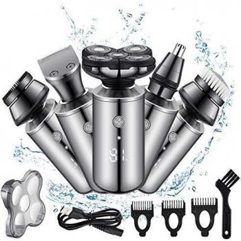 Maquina de Afeitar 5D, Afeitadora Barba Hombre 5 en 1, Afeitadora Electrica Hombre Recargable, Maquinilla de Afeitar para Barba, Nariz, Orejas y Limpieza Facial