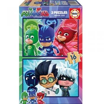 PJ Masks - Puzzle de Madera, 2 x 16 Piezas,