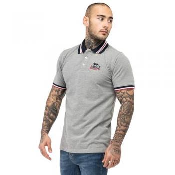 Lonsdale London OCCUMSTER Polo Shirt, Marl Grey/Navy/Red, Short Sleeve, Men's, Size 2XL