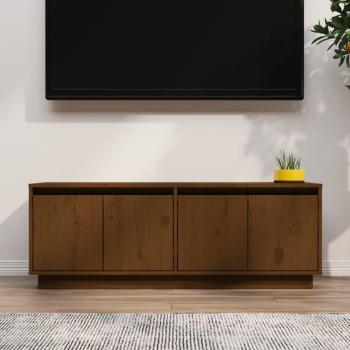 Mueble de TV de madera maciza de pino marrón miel 110x34x40 cm