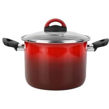 Olla de Sopa Magefesa Sfumato Rosso 20 cm, Acero Aleado, Tapa de Vidrio, Inducción, Mangos a Prueba de Calor