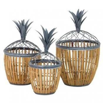 Set de 3 Cestas de Metal para Almacenamiento - Tamaños: 31x31x54 cm, 26x26x48 cm, 22x22x43 cm