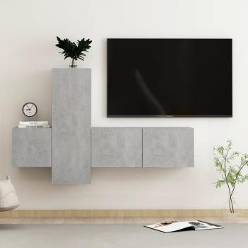 Juego de muebles para TV de 3 piezas en gris, madera de ingeniería y hormigón multicapa