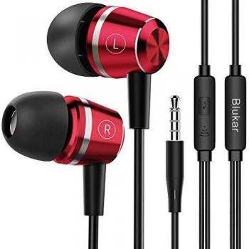 Blukar Auriculares In Ear, Auriculares con Cable y Micrófono Headphone Sonido Estéreo para Phone,Galaxy, Huawei, XiaoMi, PC, MP3/MP4 Android y Todos los Dispositivos de Auriculares de 3,5 mm