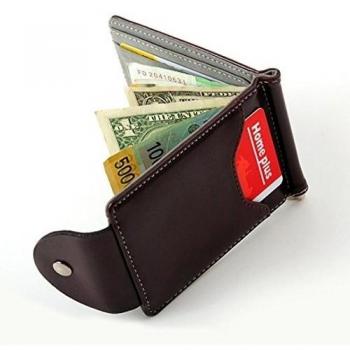 Malloom Ultra-delgada de cuero dinero Clip delgado ID Carteras titular de la tarjeta monedero Billetera