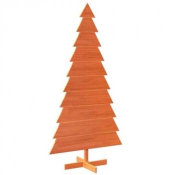 Árbol de Navidad de adorno madera maciza pino marrón cera 180 cm