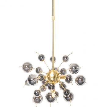 Lámpara colgante de diseño en latón con cristal ahumado y 4 luces - Explode