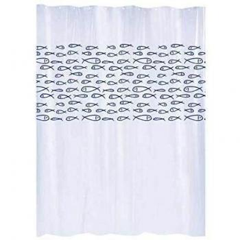 Cortina de Ducha Gelco Blanca con Motivo de Peces PEVA (180 x 200 cm)