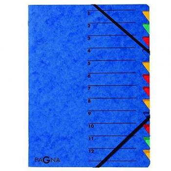 Carpeta organizadora Pagna EASY A4, 12 compartimentos, cartón, azul