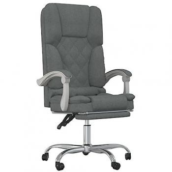 Silla de oficina reclinable con masaje de tela gris oscuro vidaXL, respaldo altura ajustable, reposabrazos, ergonómica, para computadora