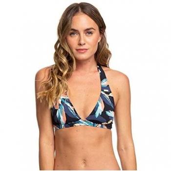 Roxy Printed Beach Classics - Top De Bikini Atlético para Mujer Top De Bikini Bandeau Moldeado, Mujer, Anthracite tropicoco s, L