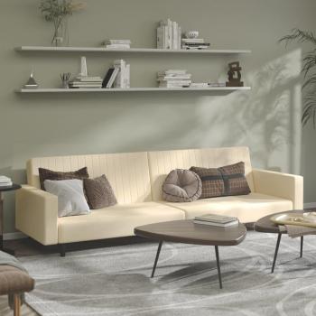Sofá cama de 2 plazas en terciopelo azul y crema, sofá de salón, muebles