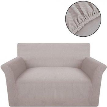 vidaXL Funda Modelo Elástica Sofá Material Tela Acanalada Beige Reutilizable
