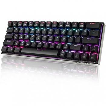Dierya Teclado mecánico para Juegos 60% True RGB con retroiluminación Bluetooth 4.0 Teclado de computadora con Cable/inalámbrico LED para Dispositivos múltiples