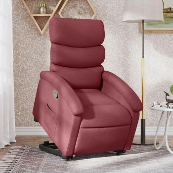 Sillón reclinable elevable de vino tinto en tela roja