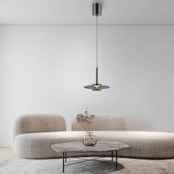 Lámpara colgante LED PURE Vitrum, gris, cristal/aluminio, 22 cm, regulable en altura y con función de atenuación