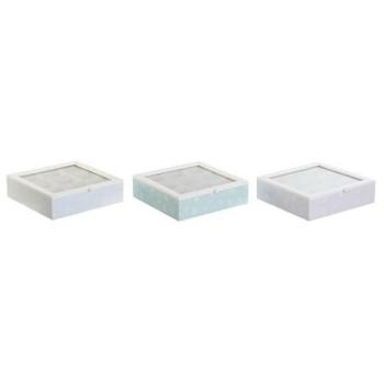 Caja para Infusiones DKD Home Decor Multicolor Metal Cristal Madera MDF (3 Unidades)