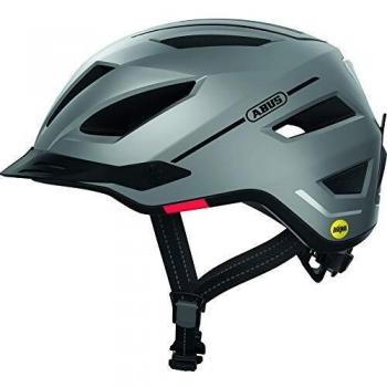 Casco de bicicleta Abus Pedelec 2.0 MIPS Edición Plateada, Talla M, Protección contra impactos, Luz trasera, Visera y Cubierta para lluvia