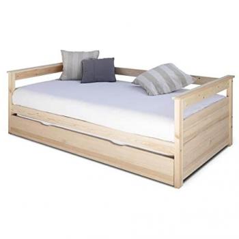 Sofá cama nido infantil de madera maciza natural 80x190 cm