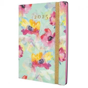 Agenda Finocam Flexi Joy A5 14,8 x 21 cm 2025 Floral, encuadernada, semana vista vertical, multicolor, multilingüe, con calendario de enero a diciembre de 2025