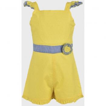 Mono de niña de tirantes con volantes amarillo en algodón