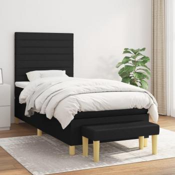 Cama box spring con colchón de tela negro 80x200 cm Vidaxl Negro