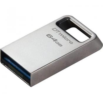 Kingston Technology DataTraveler Micro 64GB USB 3.2 Gen 1 (3.1 Gen 1) Capless Silver Flash Drive