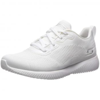Skechers Bobs Squad Tough Talk Mujer Zapatillas Deportivas Blancas con Cordones y Plantilla Memory Foam