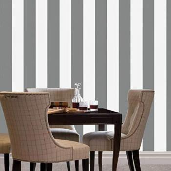 DUTCH WALLCOVERINGS Papel Pared Rayas Gris/Blanco Decoración Hogar Bricolaje