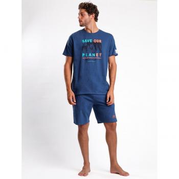 Pijama de Verano Manga Corta Bosque Azul Marino para Hombre by Admas
