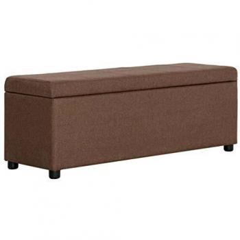 vidaXL Banco Almacenaje Tapizado Poliéster Arcón Cojín Asiento Acolchado Caja Almacenamiento Interior Dormitorio Entrada Baúl Puf Zapatero Marrón