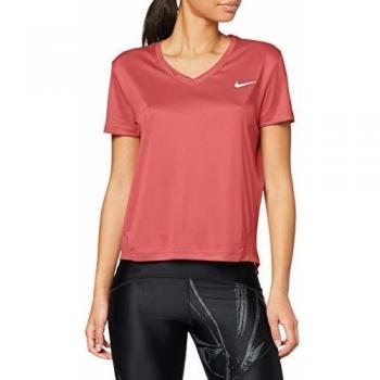 NIKE W Nk Miler Top Vneck Camiseta, Mujer, Cedar/Reflective silv, M