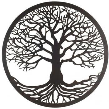 Adorno Pared Árbol de la Vida en Metal Étnico - Aplique Decorativo 1x60x60cm Modelo D